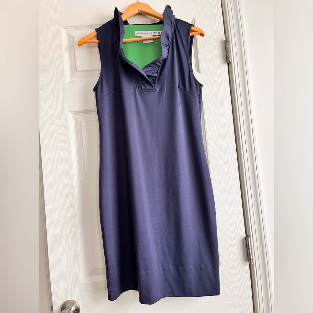 Gretchen Scott Navy Ruffle Dress - Size M